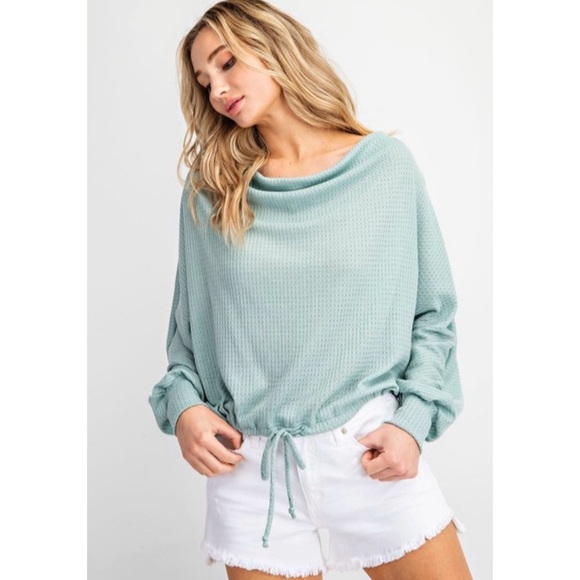 NEW! Mint Waffle Knit Top! - Picture 4 of 6